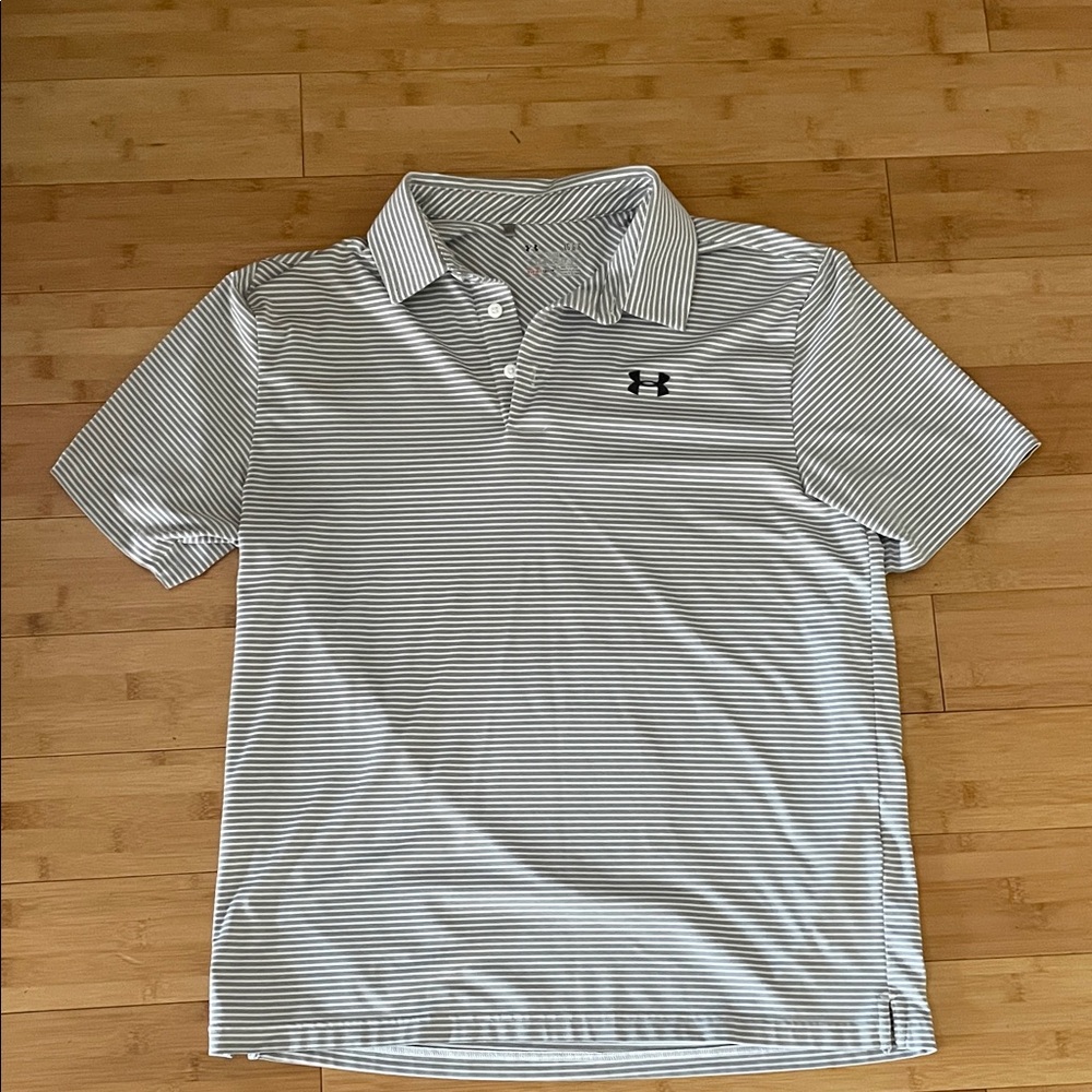 Under Armour Men's Polo Shirt - Gray Stripes